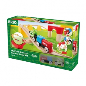 Brio - играчка комплект влакче с релси за най-малките